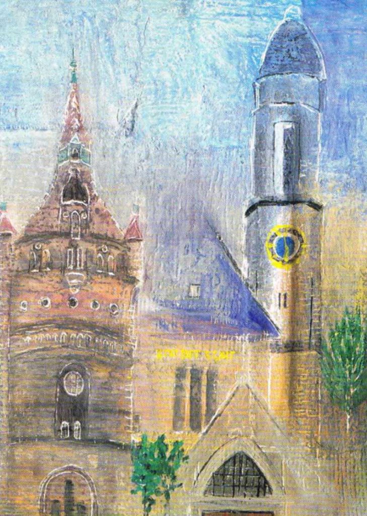 Karlsplatz mit Lutherkirche, Reliefbild und Postkarte