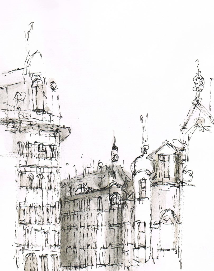 Prag, Zeichnung mit Tusche